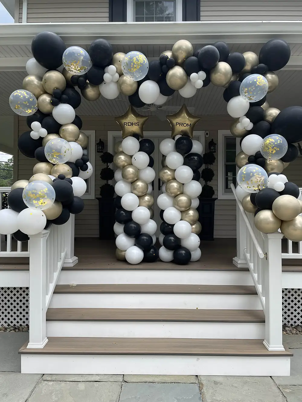 Balloon columns built for an event in Woodbridge NJ by Mint Sprig Balloons and Decor